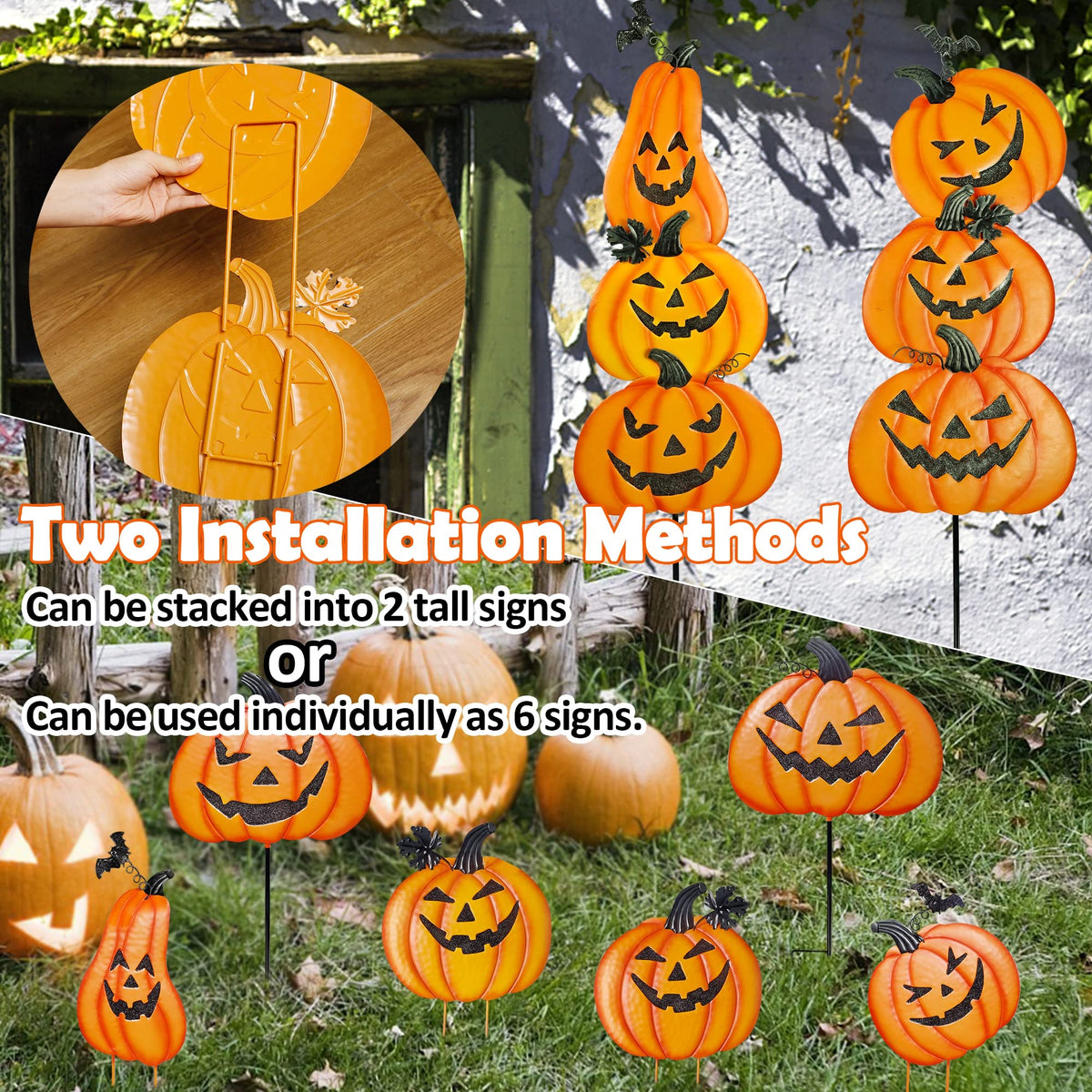 Ridota 2 Pack Halloween Yard Decoration Stakes, Trick or Treat Happy Halloween Yard Signs for Halloween Outdoor Decor