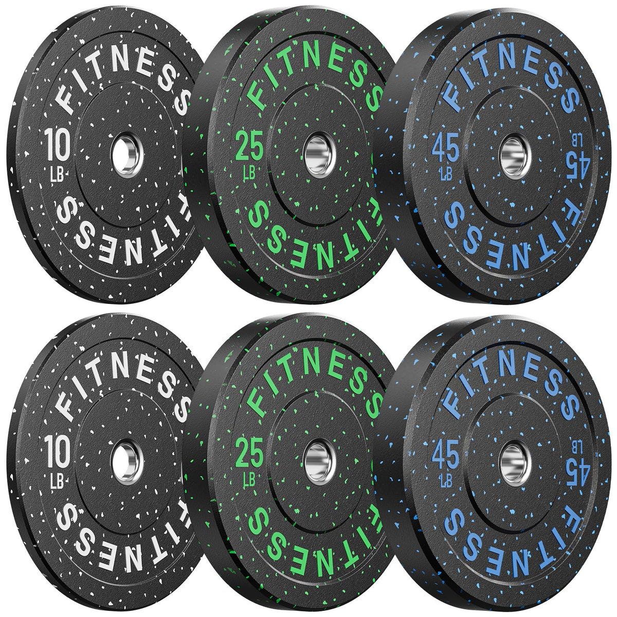 papababe Bumper Plates, High-Bounce Olympic Weight Plates with Colored Fleck-Rubber Weights Plates for Weight Lifting and Strength Training (160 lb set)