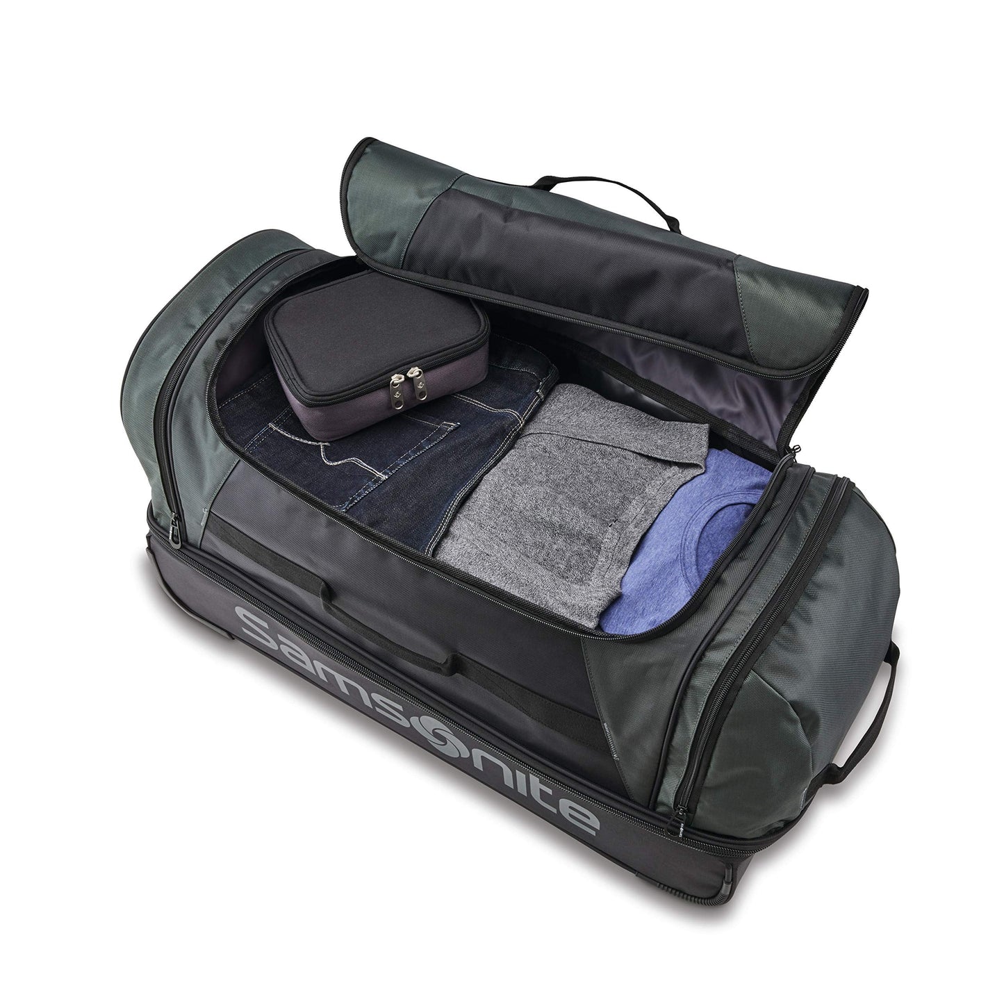 Samsonite Andante 2 Wheeled Duffel Bag – 22-Inch Durable Rolling Luggage with Inline Skate Wheels, Push-Button Handle & Spacious Compartments – Travel-Friendly and Lightweight - All Black
