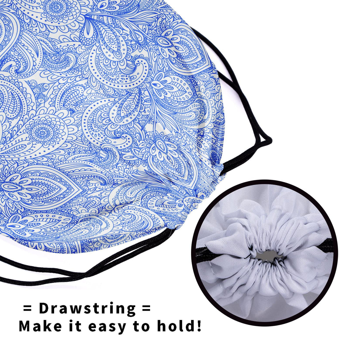 Blue White Floral Grip Bag - Traditional Flower Grip Bags for Gymnasts with Teal Flowers, Adjustable for Personal Equipment