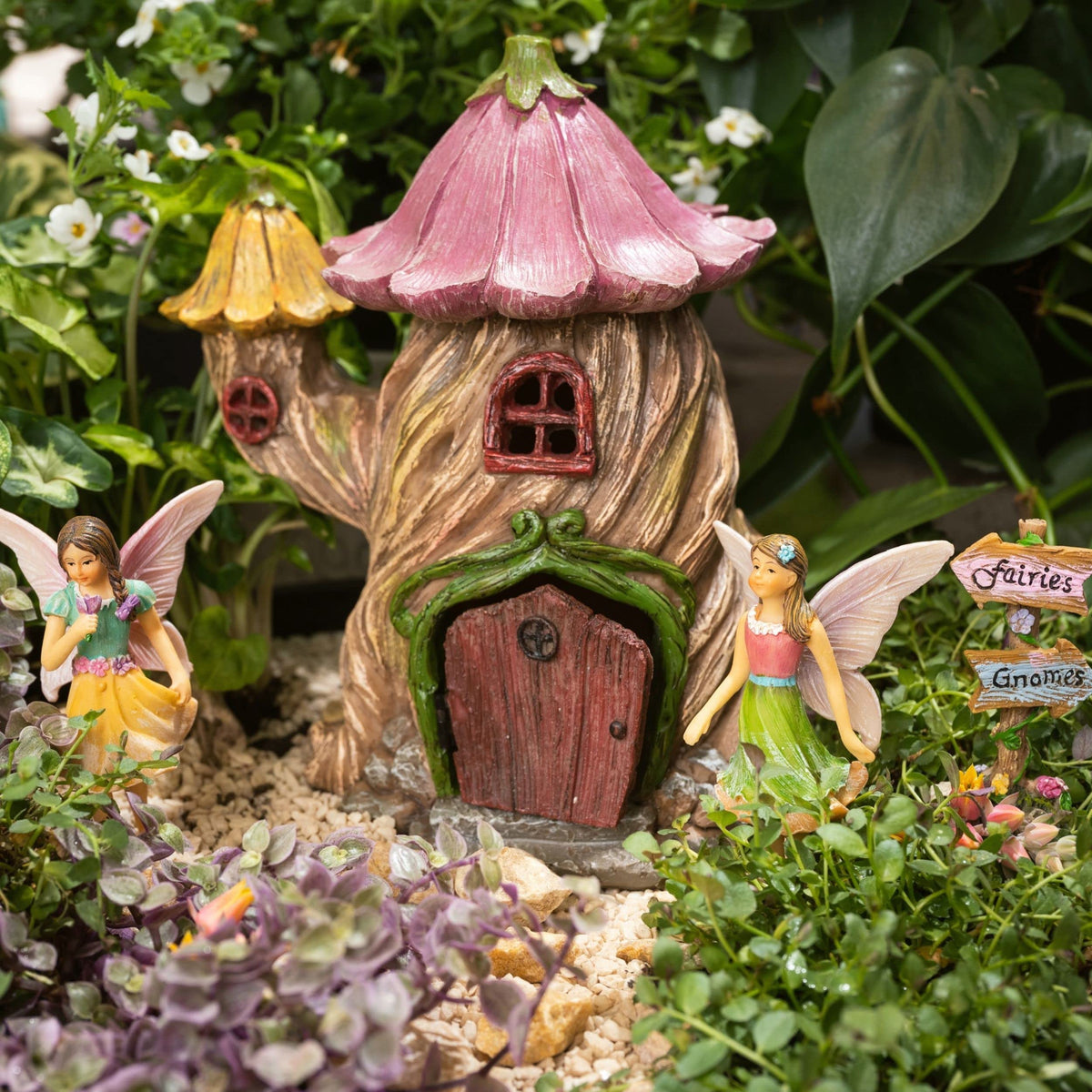PRETMANNS Fairy Garden House Kit - Outdoor Fairy Houses for Outside with Accessories, Miniature Village Decor for Adults, Large Fairy House 7 Inch (18cm), Garden Decor Set