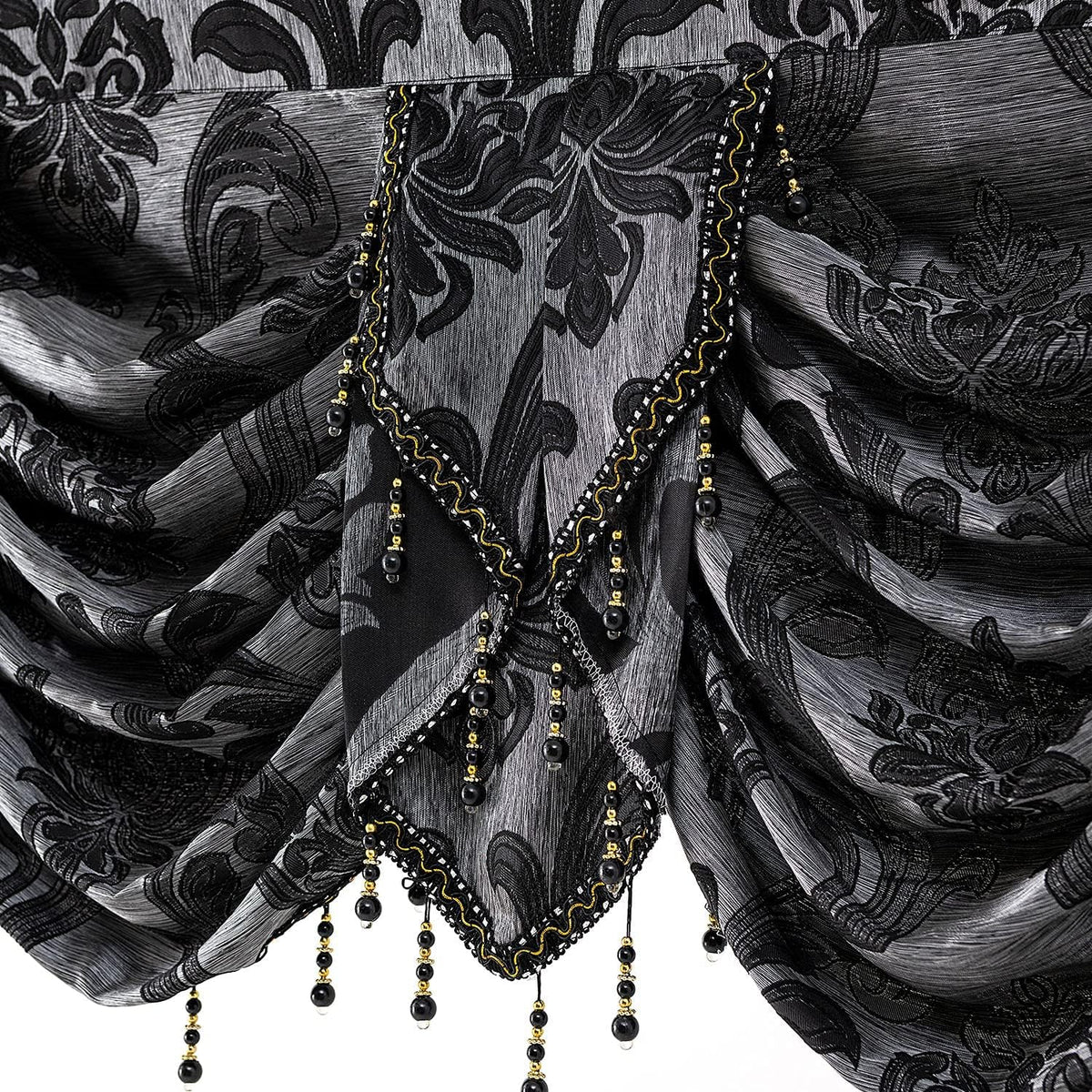 NAPEARL Halloween Black Waterfall Valance for Windows Luxury Gothic Valance Curtains for Living Room, Bedroom, Dining Room, Bay Window, Jacquard Damask Window Jabot and Cascade Curtains, 61-Inch Wide