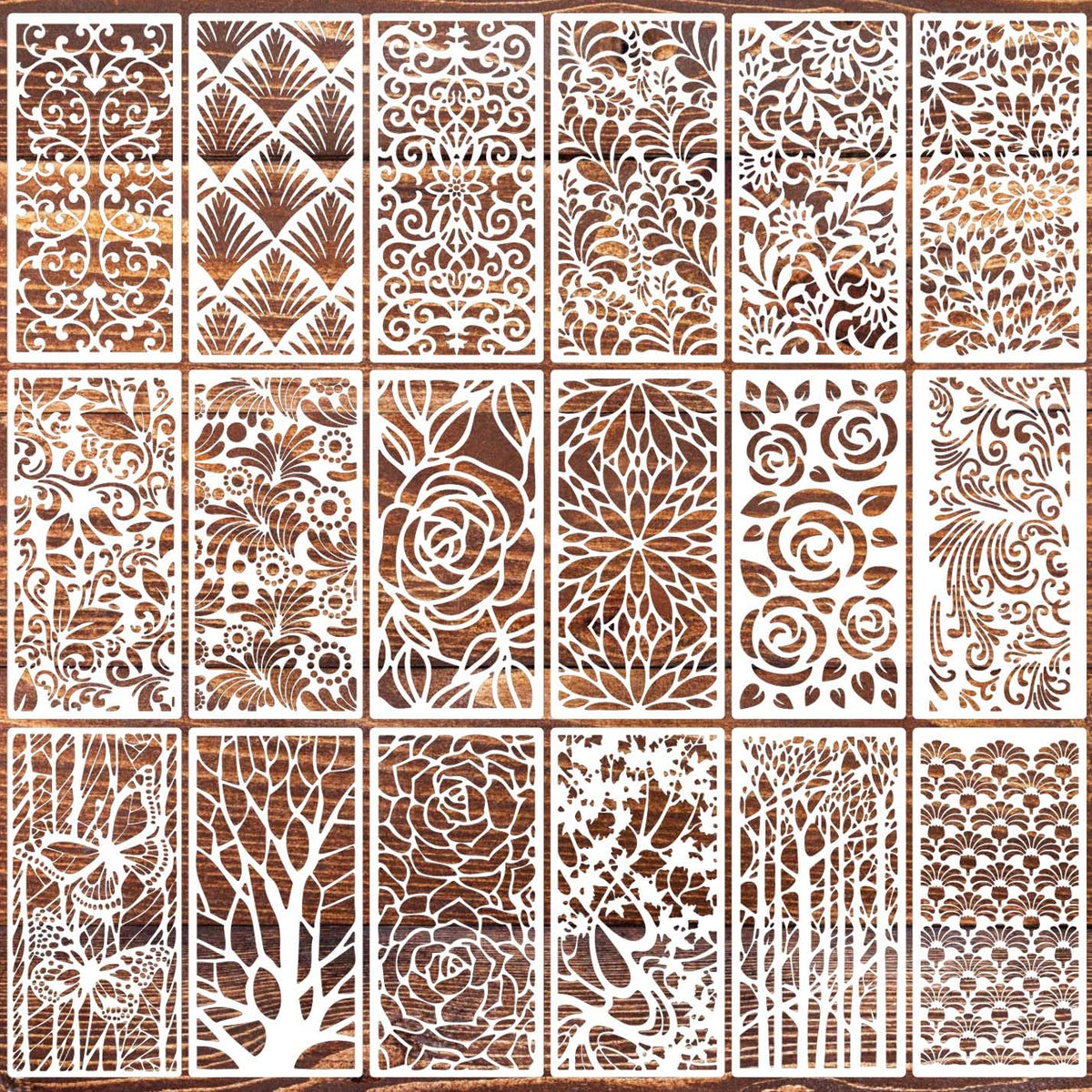 Stencils for Crafts Reusable Texture Stencils Background Stencil Leaf Floral Templates for Painting on Wood Furniture Card Canvas Paper Scrapbook