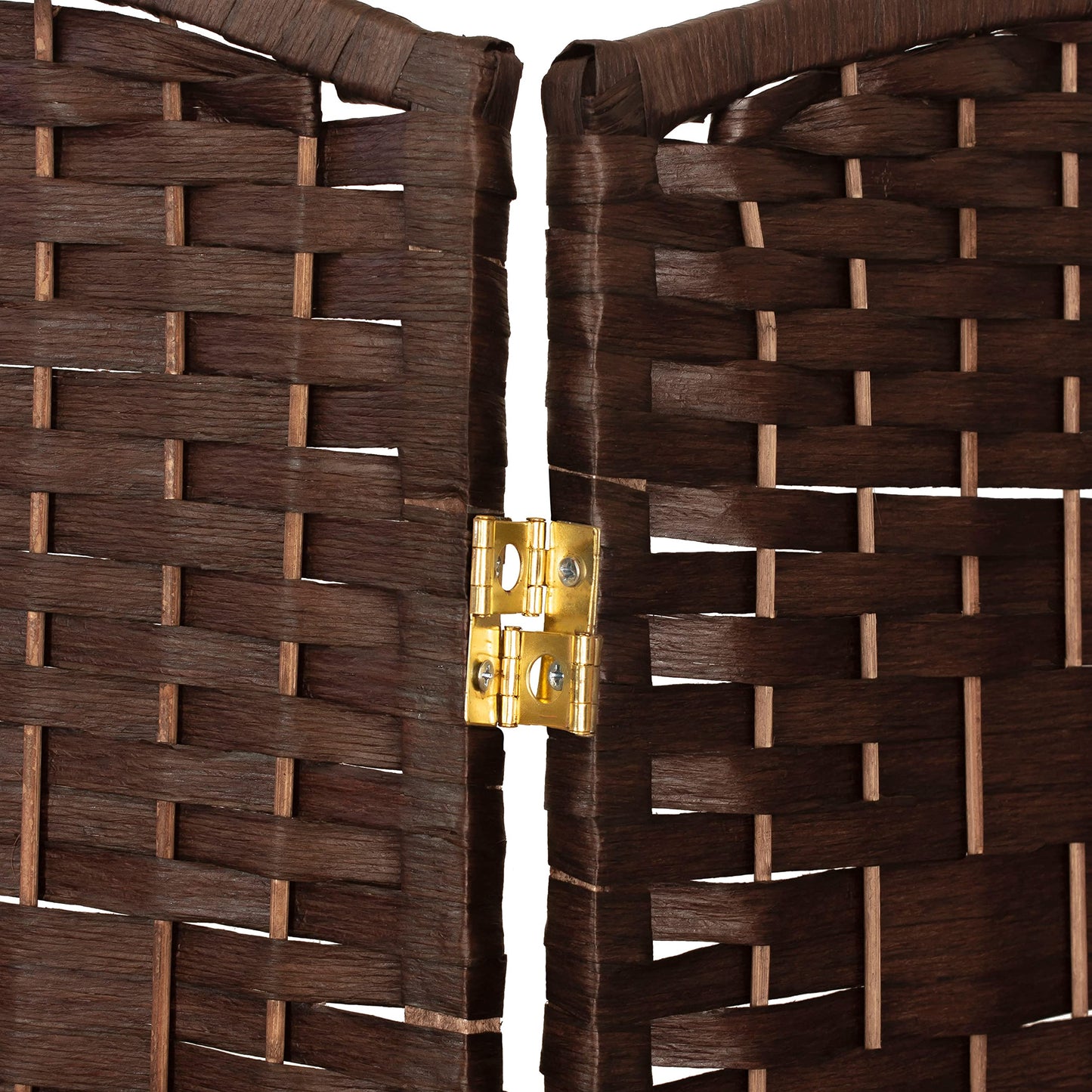 Red Lantern 2 ft. Short Diamond Weave Fiber Folding Screen - Dark Mocha - 4 Panel