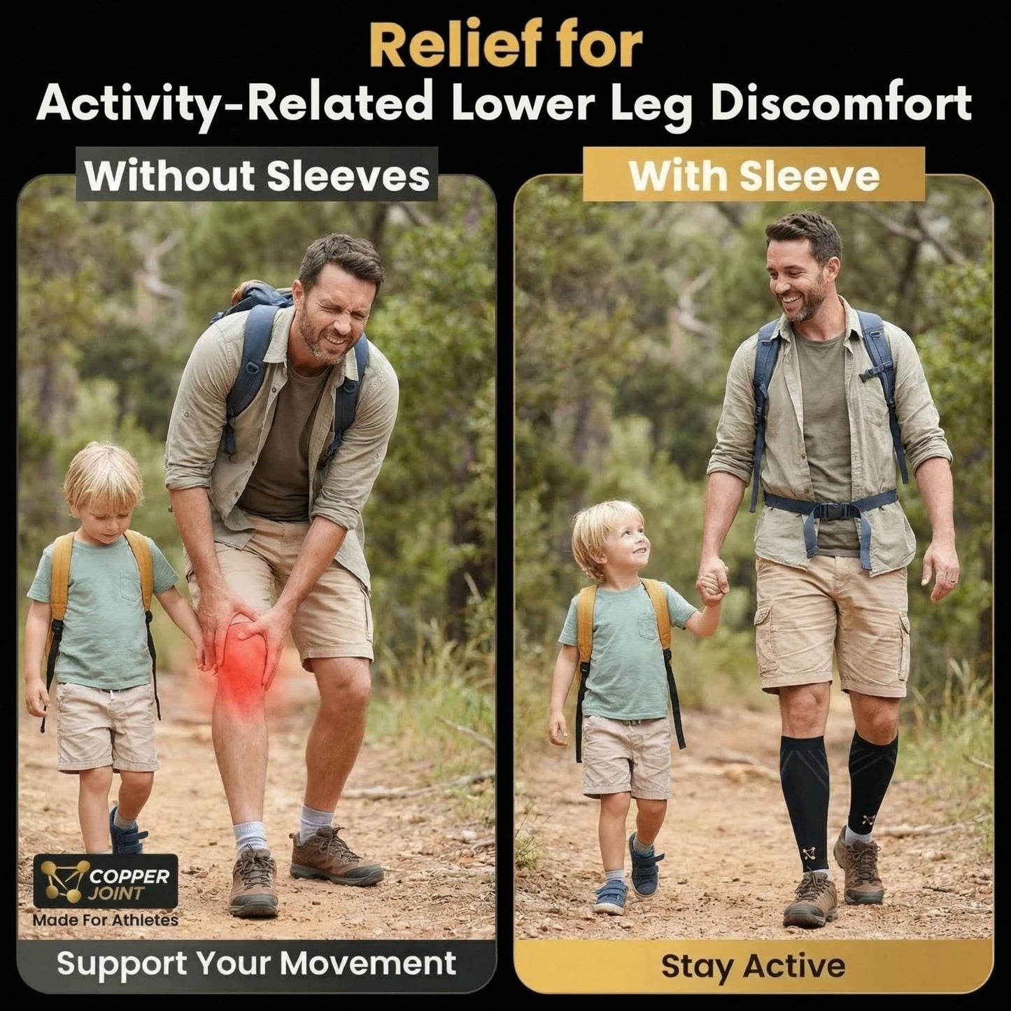 CopperJoint Calf Compression Sleeve for Men & Women Large Black-Firm Snug Fit Support for Shin Splints, Cramps, Varicose Veins-Copper Infused Nylon Pull-On Leg Sleeve for Sports & Daily Wear