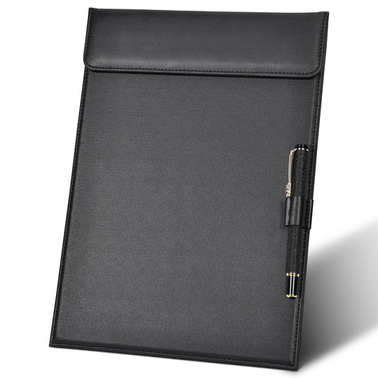 Leather Clipboard, Black Clipboards with Pen Holder, A4 Letter Size Clip Board for Nurses, Smooth Writing Clipboard for Classroom, Low Magnetic Profile Clip Boards for Kids Drawing Office 9" x 12.5"