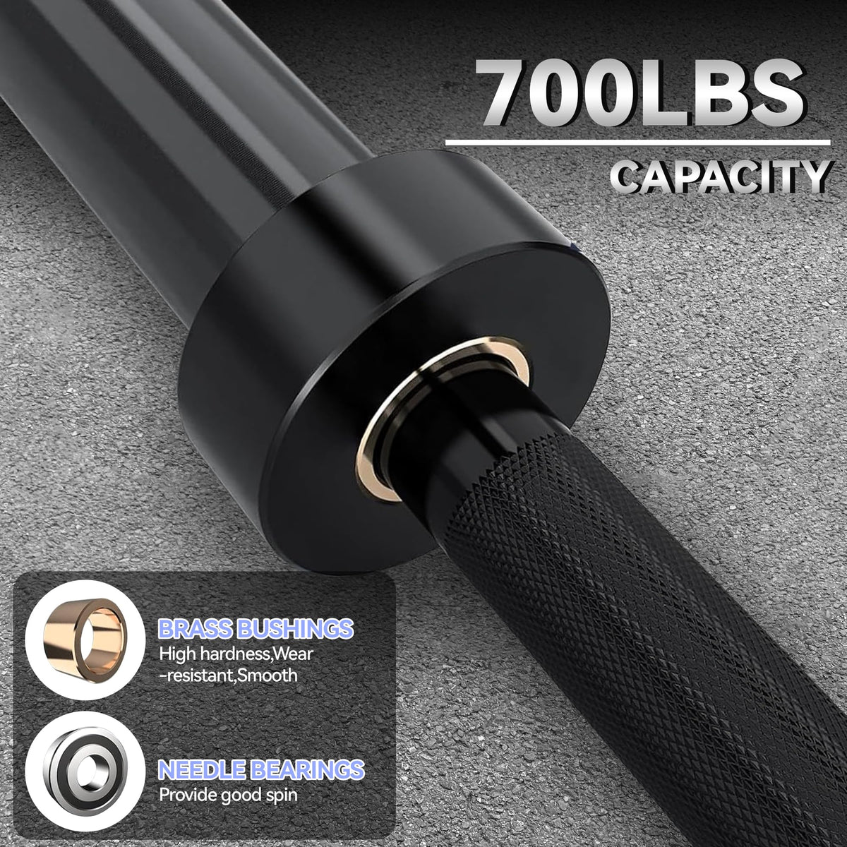 7FT/4 ft Home Gym Barbell Bar – 700LB/1500LB/500LB Capacity, Anti-Slip Knurling, Solid Steel, for Weightlifting, Strength Training