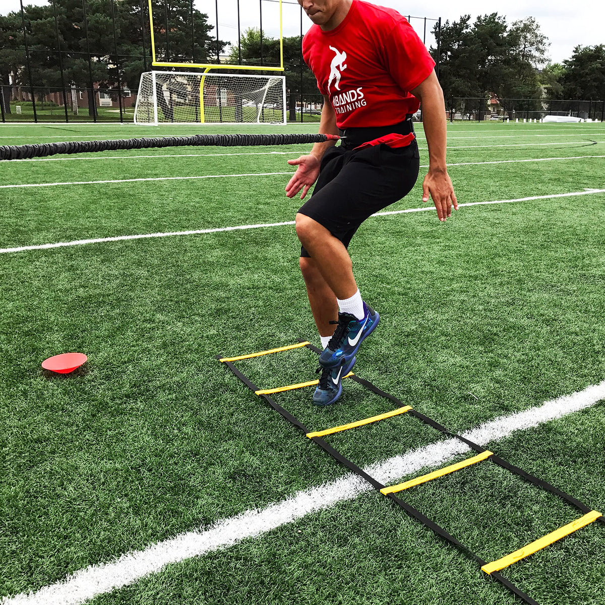 Kbands Training Speed Reactive Stretch Cord - Adjustable Belt, Anchor Strap, Dual Resistance Cord, Overspeed Accelerator, Vertical FX (Waist is 40 Inches or More)