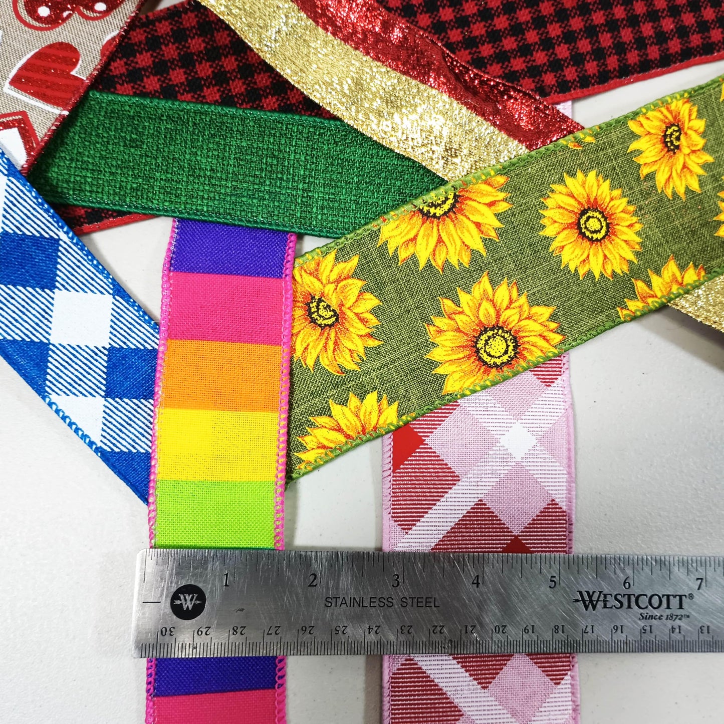 20 Yards Assorted Fabric Wired Edge Ribbon 1.5” and 2.5” Bulk Variety Pack (20 Assorted Ribbons, Pre-Cut to 1 Yard Each – Styles and Textures May Vary) (Mixed Patterns)
