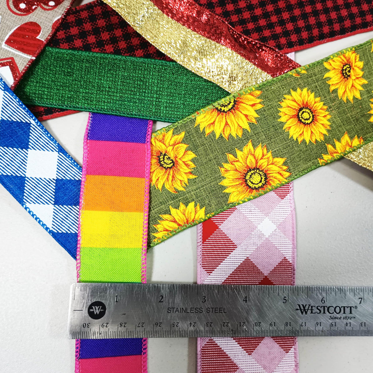 20 Yards Seasonal Fabric Wired Edge Ribbons 1.5” and 2.5” Bulk Variety Pack (20 Assorted Seasonal and Holiday Ribbons, 1 Yard Each – Styles and Textures May Vary) (Easter/Spring)