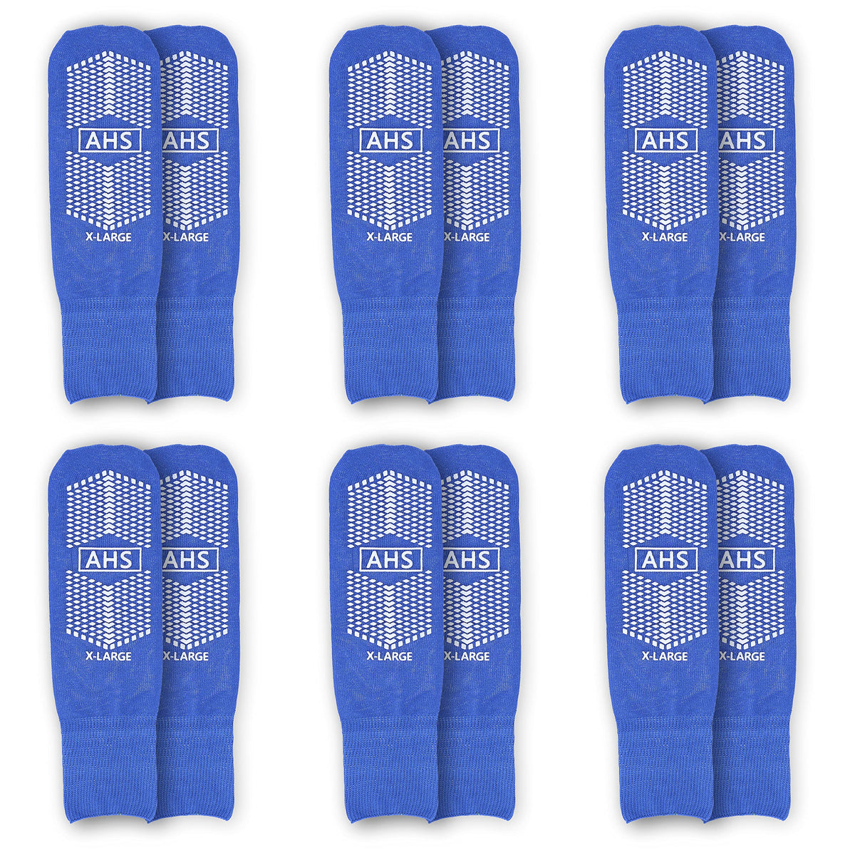 AMERICAN HOSPITAL SUPPLY AHS Slipper Socks | Blue X-Large Polyester-Spandex Knit Grip Socks with Elastic Cuff | Pack of 6 Non Skid Socks