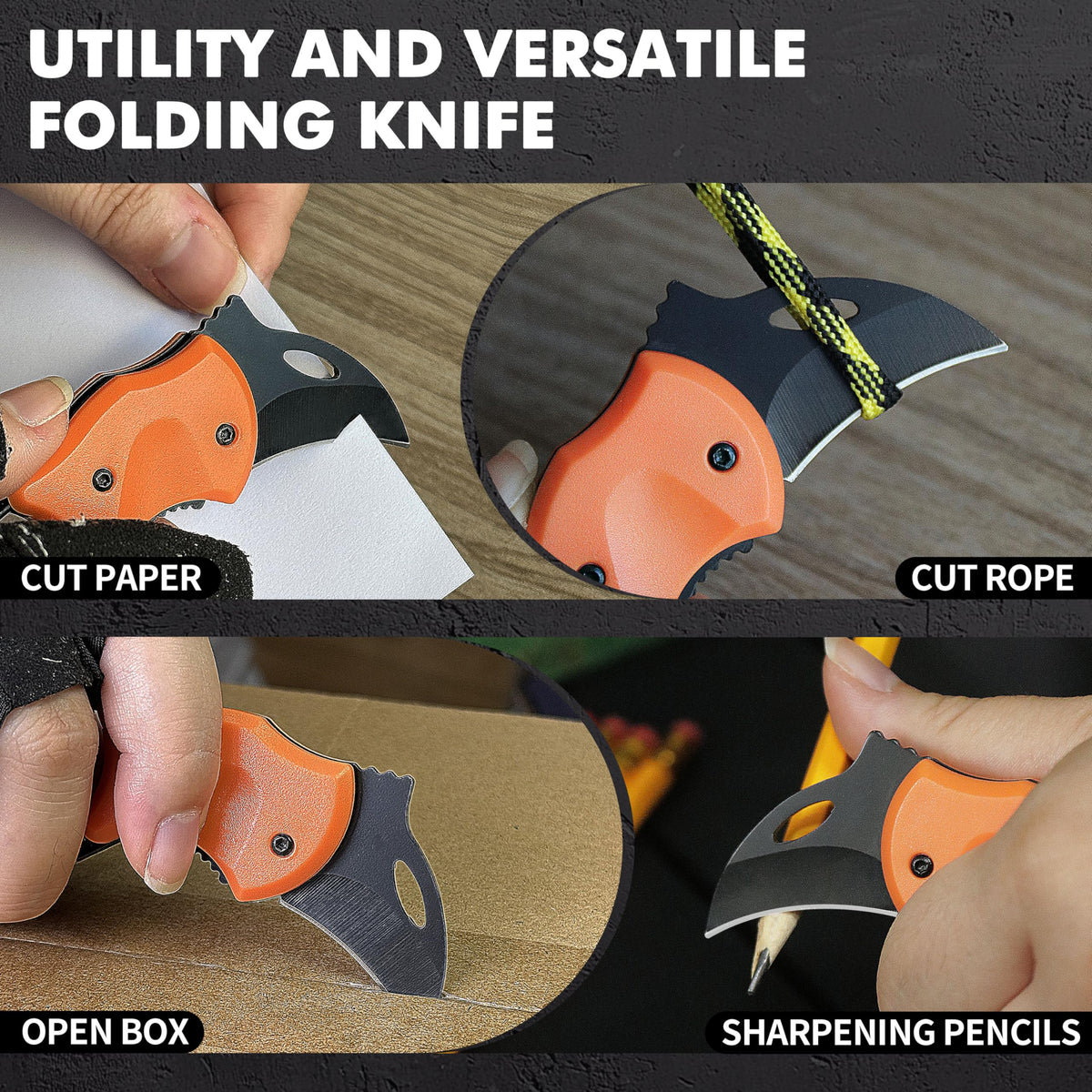 Father's Day, Mother's Day, Easter, Memorial Day, Birthday Gifts for Him/Her/Men/Women, Orange Keychain Pocket Knife with Safety Lock, Carabiner - Compact EDC Tool for Daily Use, Gifts for Father/Mother/Boyfriend/Girlfriend/Husband/Wife (Gift Box)