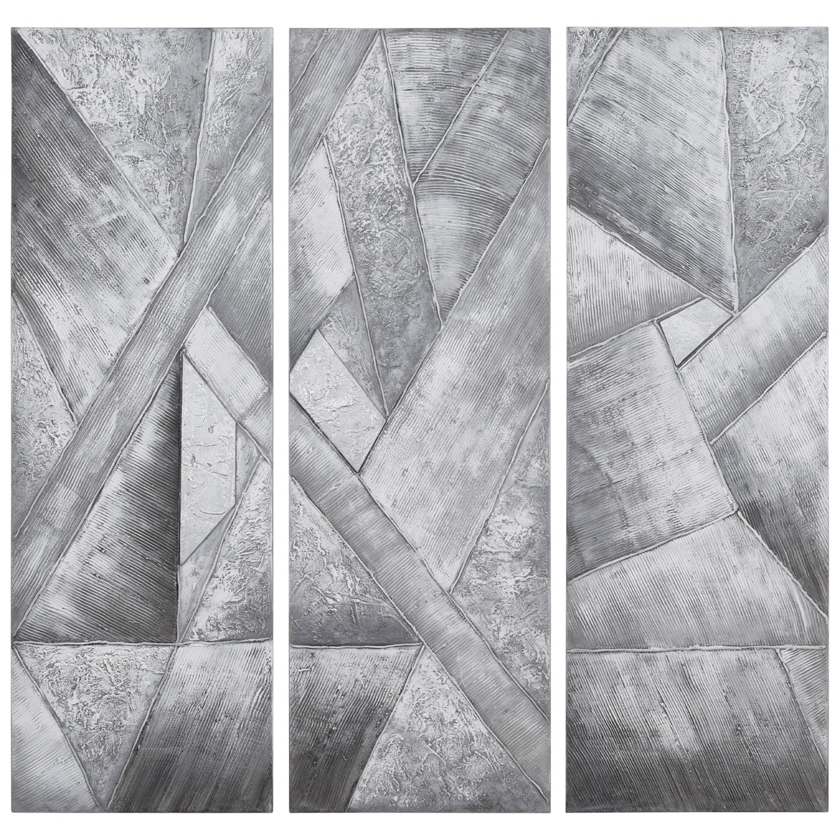 Empire Art Direct Abstract Wall Art Textured Hand Painted Canvas by Martin Edwards, Triptych, 60" x 20" each, Diamonds